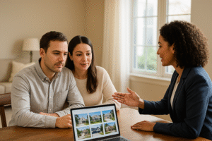 Home buyers meeting with agent near Lake Norman – Gonzalez Realty